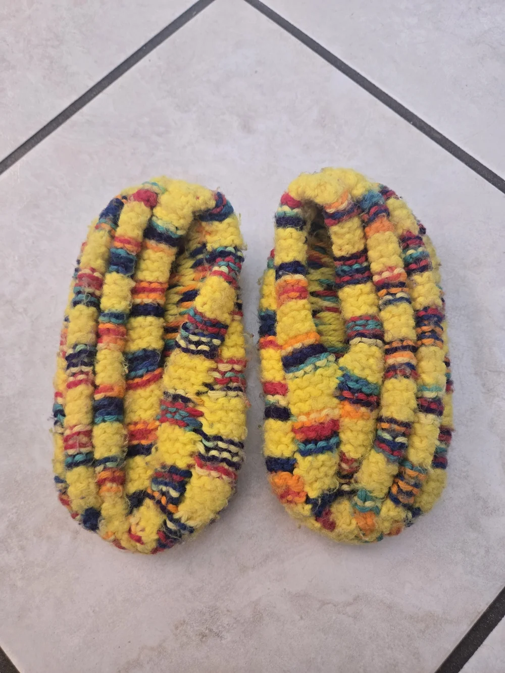 Handmade Yellow Multicolor Cozy Slippers Kids
